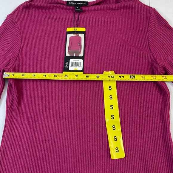 Banana Republic Womens Small Ribbed Knit Top Red Long Sleeve Boat Neck NWT - Picture 8 of 11